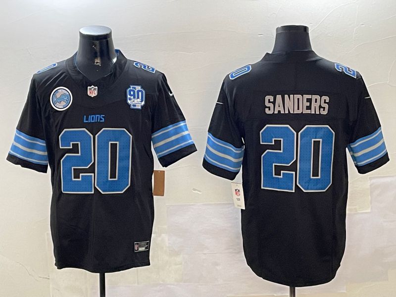 Men Detroit Lions #20 Sanders Black three generations 2024 Nike Limited NFL Jersey style 4->detroit lions->NFL Jersey